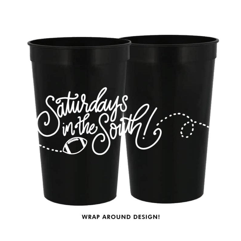 Natalie Chang STADIUM Cups: BLACK (8 cups per pack) Saturdays in the South | Game Day Cups & Napkins (All)