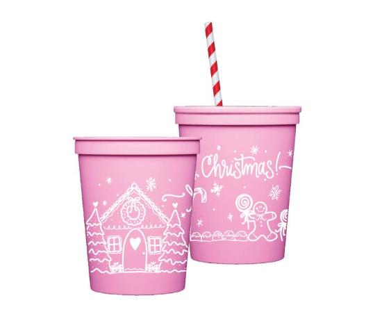 Natalie Chang STADIUM CUPS + LIDS/STRAWS (6 sets per package) Gingerbread Cups