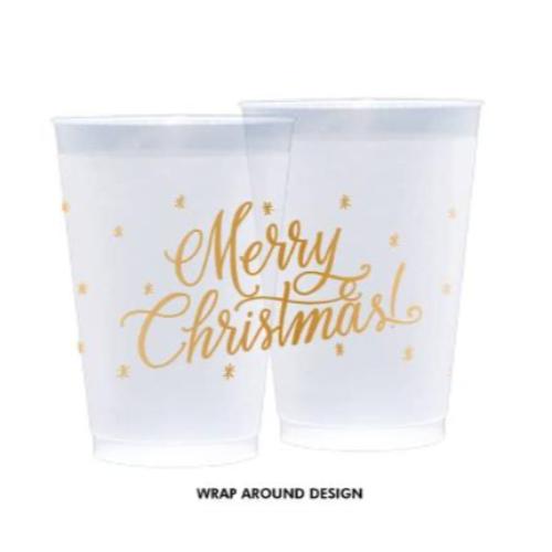 Natalie Chang FROST FLEX Cups | GOLD (10 cups per package) Merry Christmas Cups (Frost and Foam)