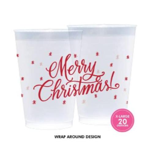 Natalie Chang FROST FLEX Cups - LARGE | RED (8 cups per package) Merry Christmas Cups (Frost and Foam)