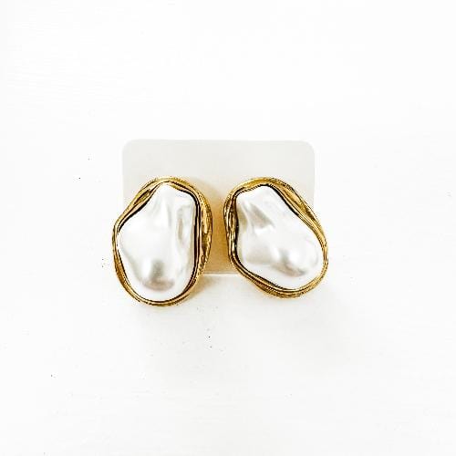 Pine+Poppy Large Pearl Stud Poppy Pearl & Gold Earrings (Choose Style)