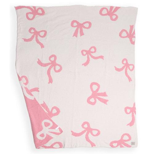 Fashion City ONE SIZE / Pink Bow Printed Cozy Soft Throw Blanket