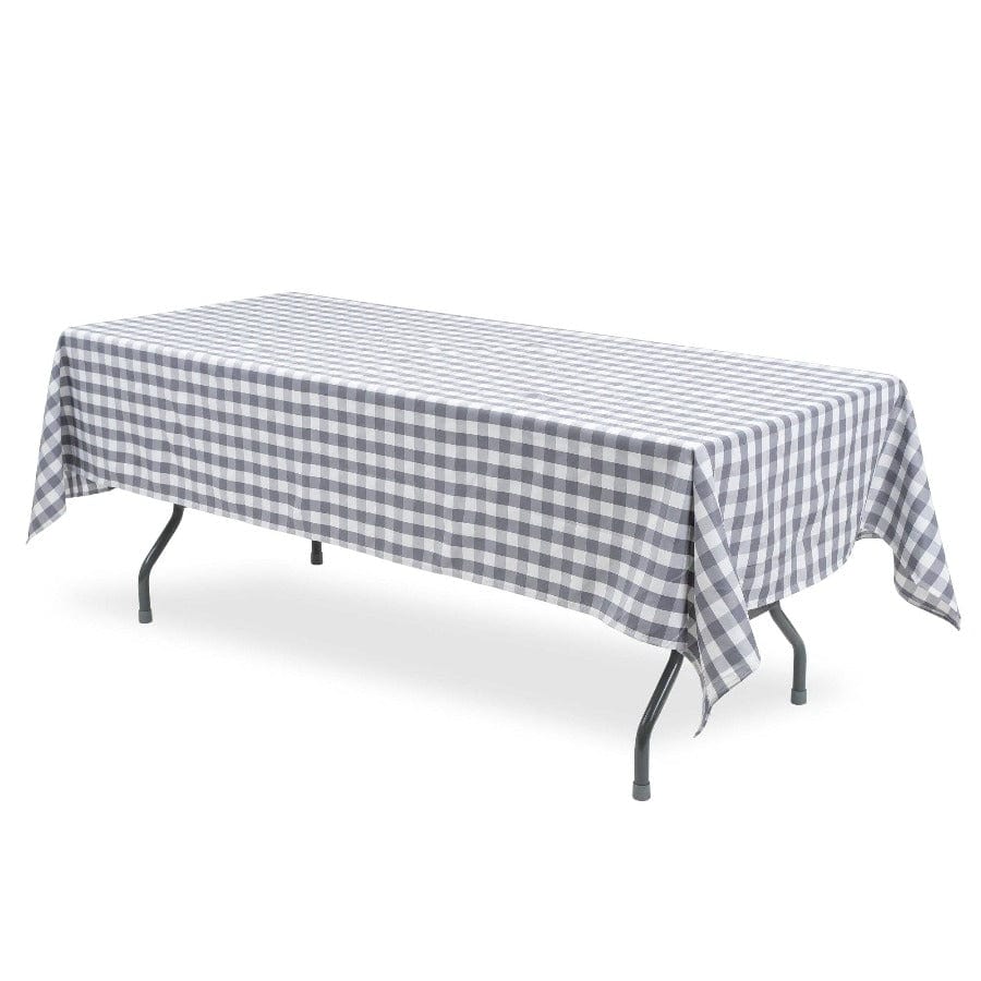 Portofino International Trading, USA Grey Buffalo Check Tablecloth - 60"W x 102"