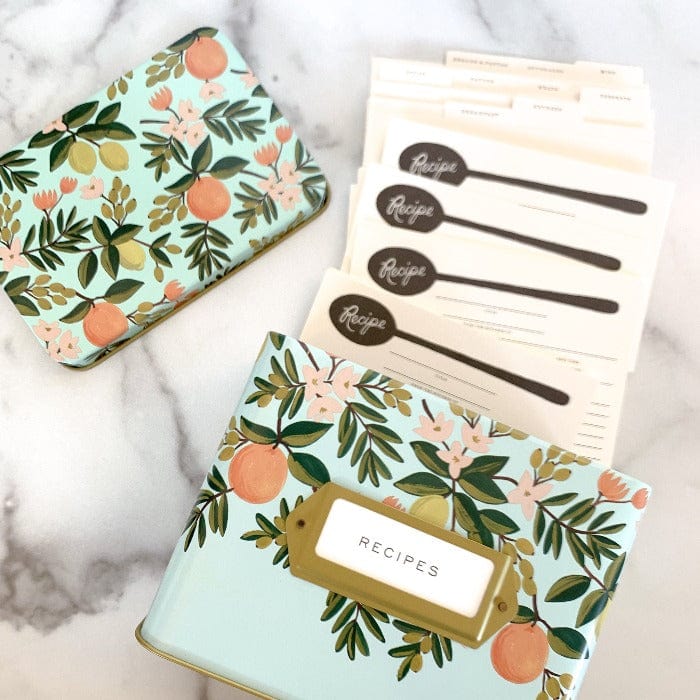 Rifle Paper Co. Citrus Floral Tin Recipe Box