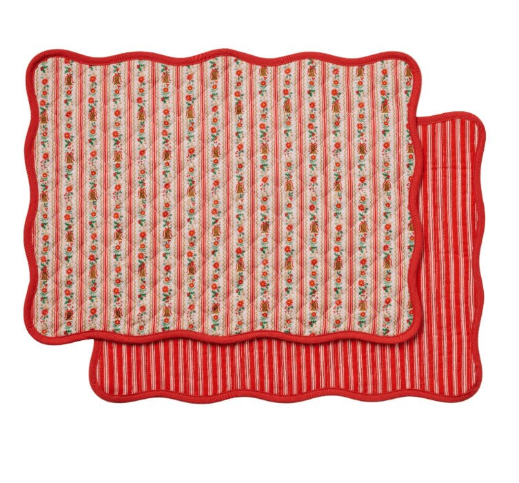 Rifle Paper Co. Christmas Holly Jolly Quilted Cotton Placemats (Set of 4)