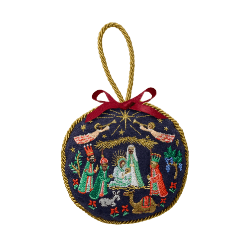 Rifle Paper Co. Christmas Nativity Embroidered Ornament