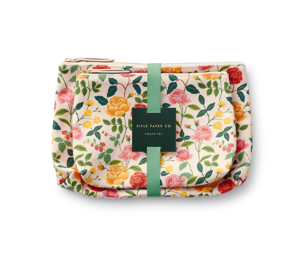 Rifle Paper Co. Roses Set of 2 Zippered Pouch Set