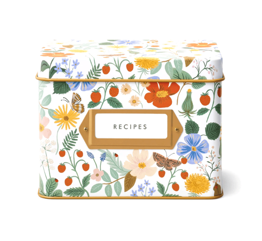 Rifle Paper Co. Strawberry Fields Tin Recipe Box