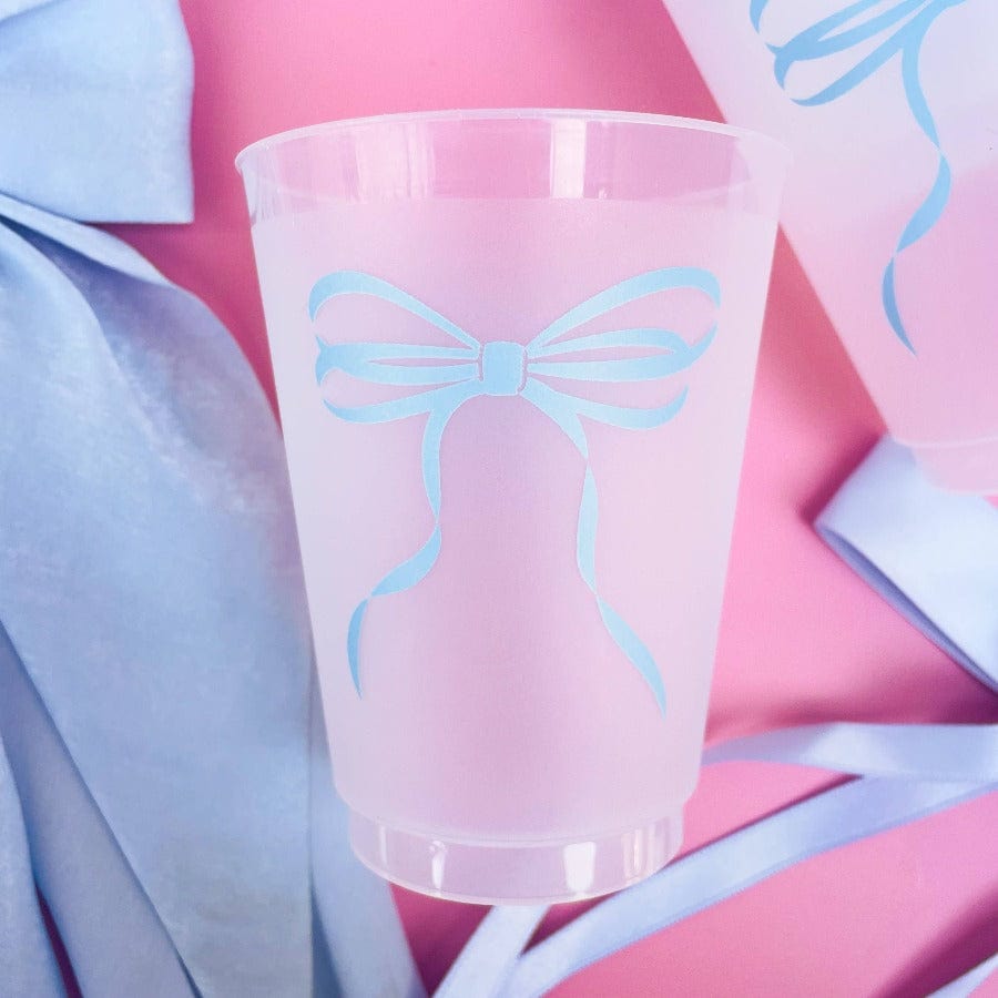 Rock Paper Scissors Party Blue Bow Frosted Cups