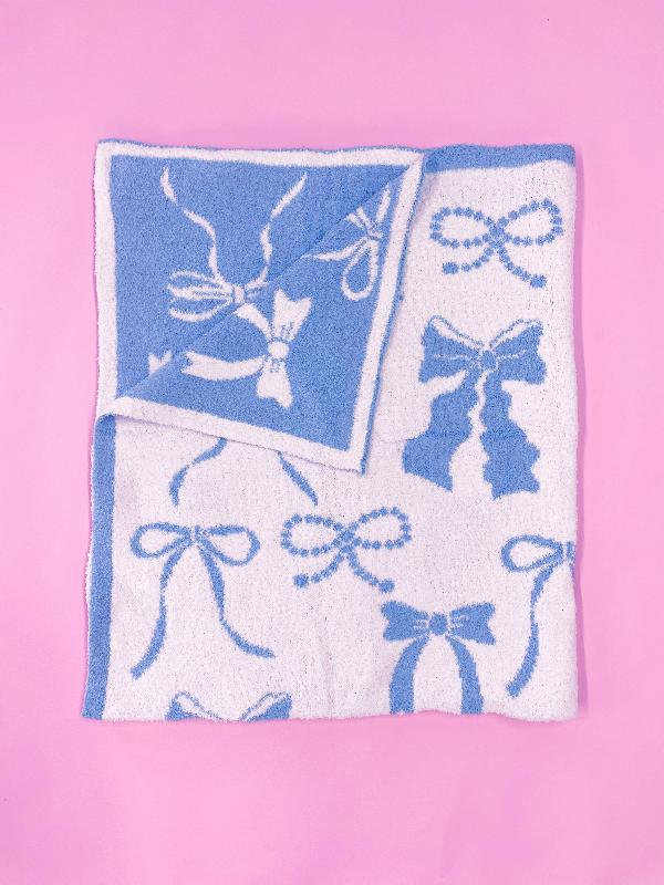 Rock Paper Scissors Cozy Blue Bow Luxury Throw Blanket