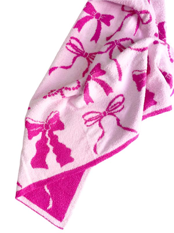 Rock Paper Scissors Cozy Pink Bow Luxury Throw Blanket