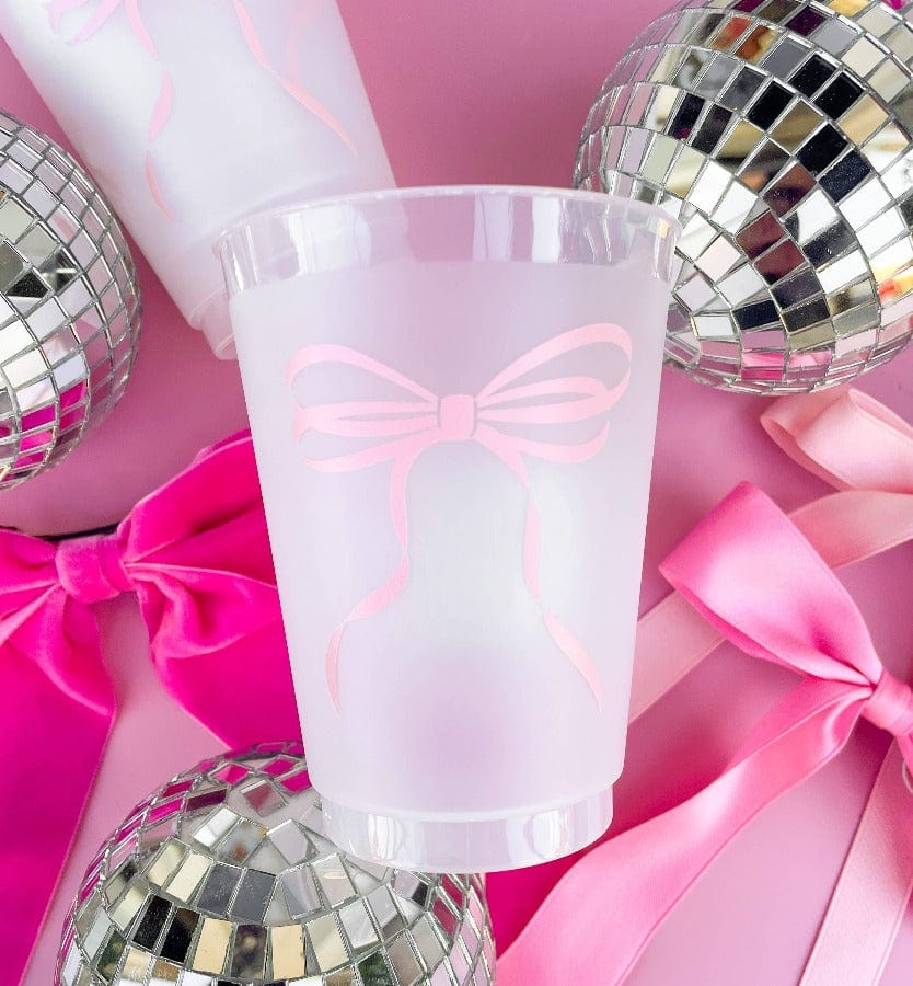 Rock Paper Scissors Party Pink Bow Frosted  Cups