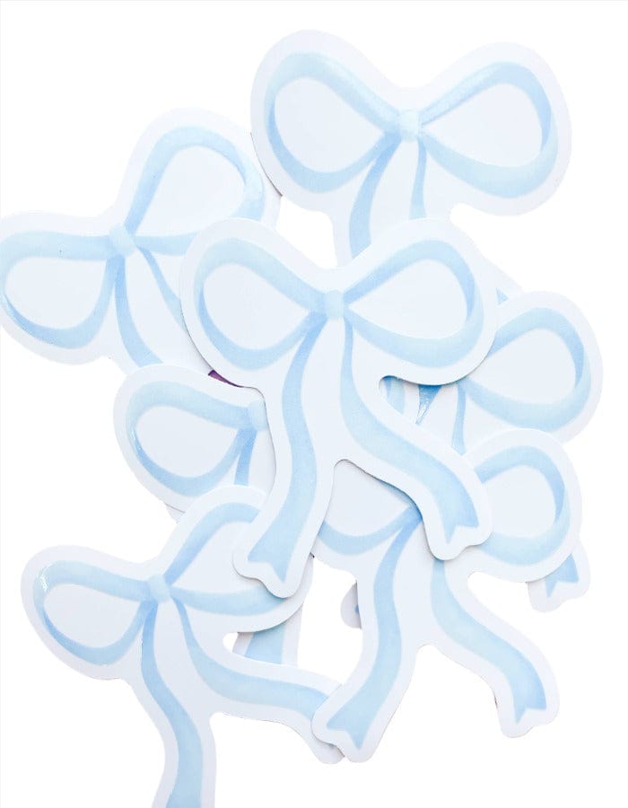 Rock Paper Scissors Watercolor Blue Bow Sticker