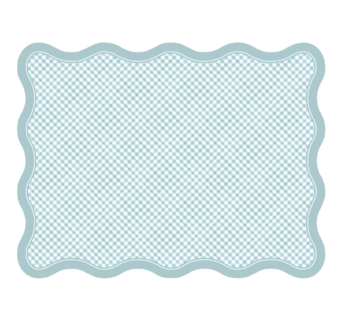 Rosanne Beck Christmas Blue Gingham Scallop Placemat