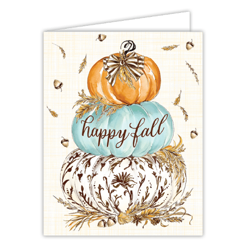 Rosanne Beck Greeting Cards Happy Fall Seaglass Pumpkin Stack Card