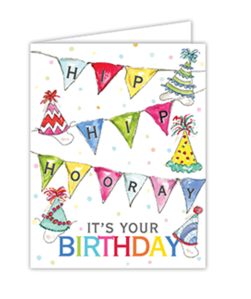 Rosanne Beck Greeting Cards Hip Hip Hooray Birthday Banners and Hats Card