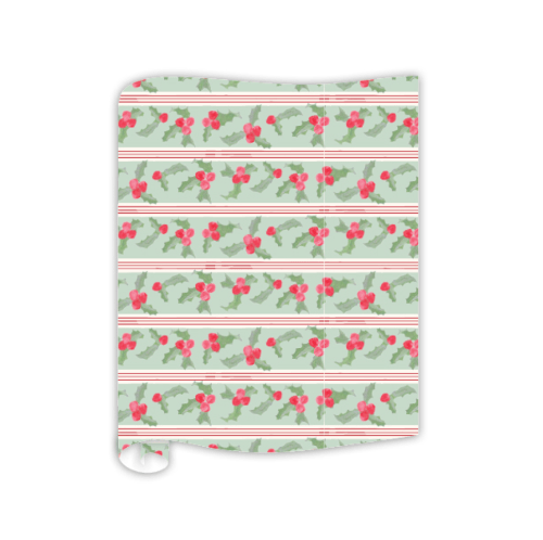 Rosanne Beck Christmas Holly with Berries Stripe Table Runner