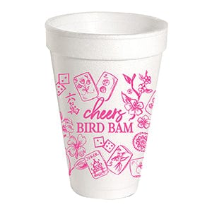 Rosanne Beck Party Pink Mahjong Bird Bam Foam Cups