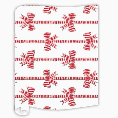 Rosanne Beck Red and White Striped Bow Table Runner
