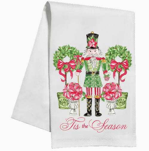 Rosanne Beck 'Tis the Season Poinsettia Nutcrack Kitchen Towel