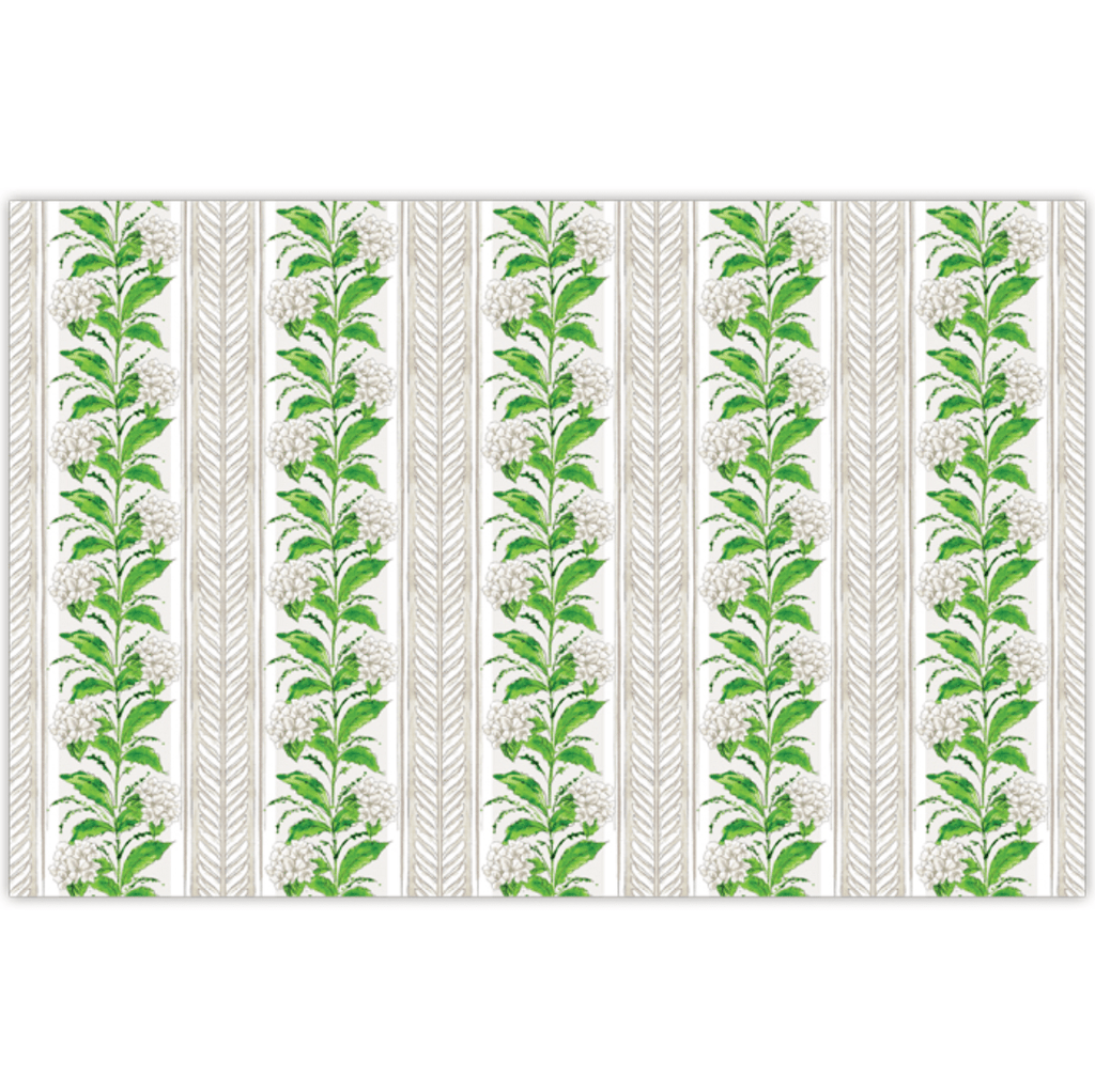 Rosanne Beck Party White Hydrangea Stripe Placemats