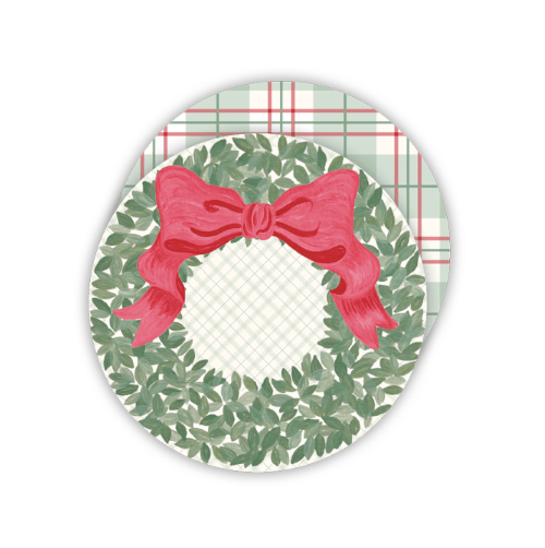 Rosanne Beck Wreath w Bow / Plaid Coasters