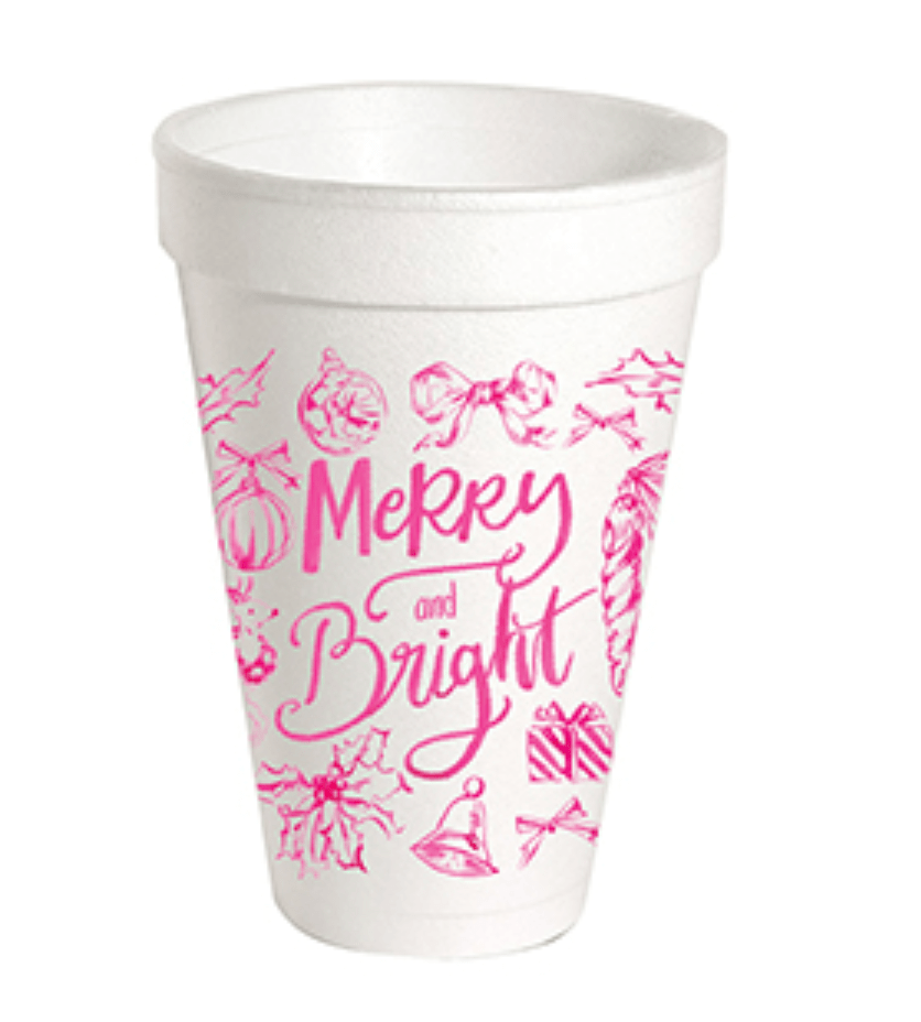 RosanneBeck Collections Pink Merry & Bright Toile Styrofoam Cup