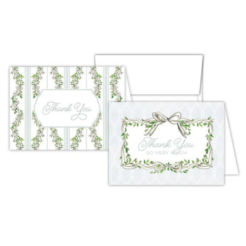 RosanneBeck Collections Thank You So Very Much Gray Ribbon Bows Stationery Notes