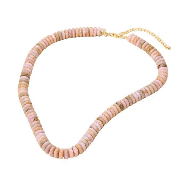 Sensibling Corp. Gold,Pink Flat Resin Disc Beaded Necklace