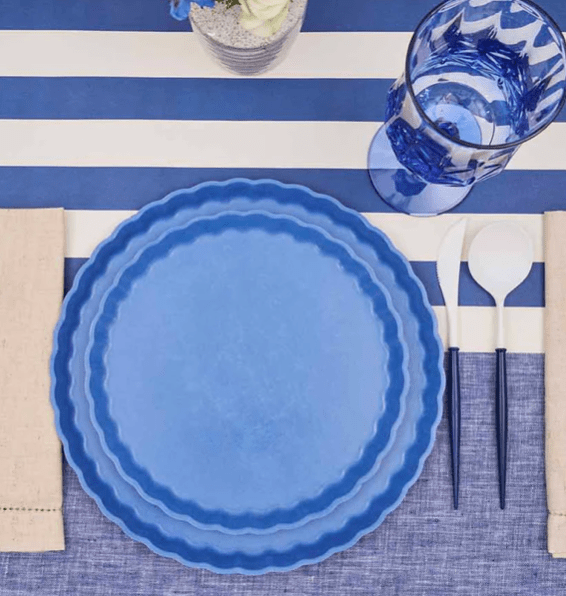 Sophistiplate Party French Blue Pleated Dinner Plates