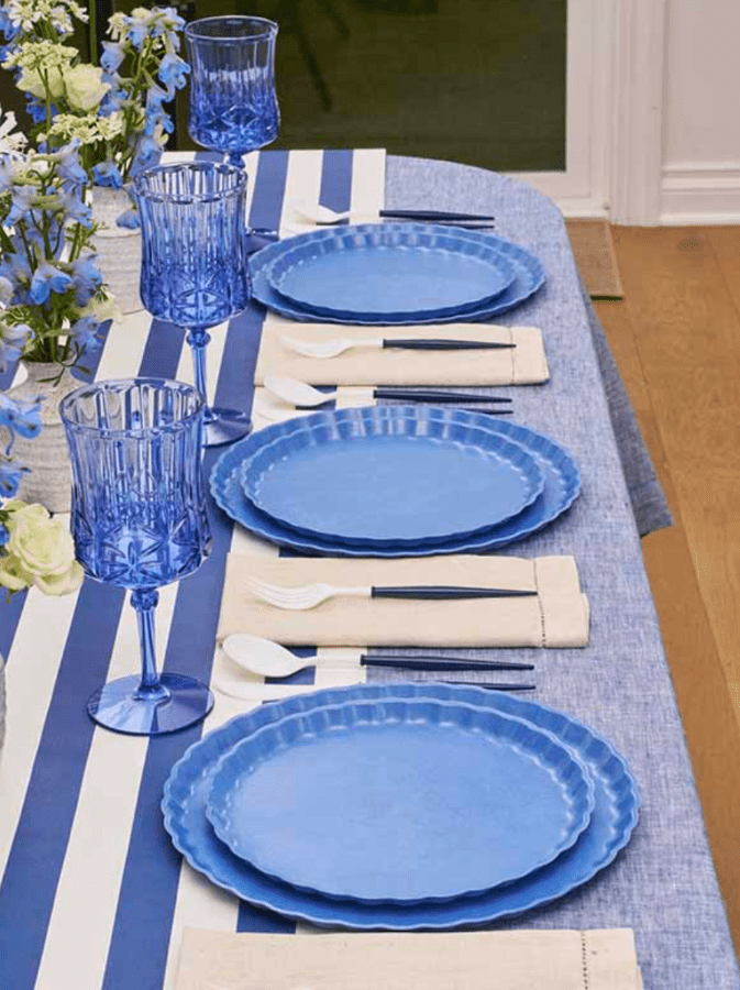 Sophistiplate Party French Blue Pleated Dinner Plates