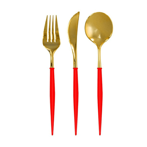 Sophistiplate Party Gold / Red Bella Cutlery