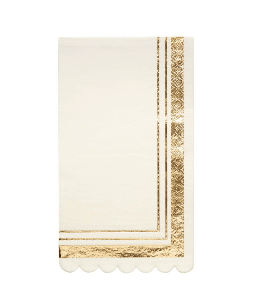 Sophistiplate Party Gold White Scalloped Guest Napkin