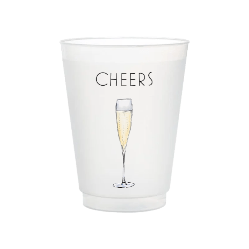 Taylor Paladino "Cheers" Champagne Flute Frosted Cups | Set of 6