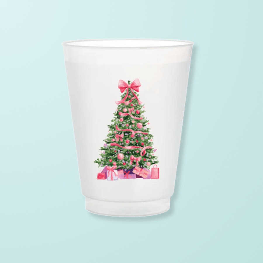 Taylor Paladino Pink Christmas Tree Frosted Cups