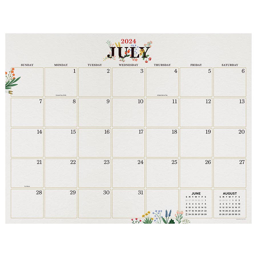 TF Publishing - Paper Goods Floral Large Desk Pad Calendar, July 2024 - June 2025