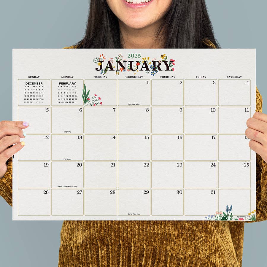 TF Publishing - Paper Goods Floral Medium Desk Calendar, July 2024 - June 2025