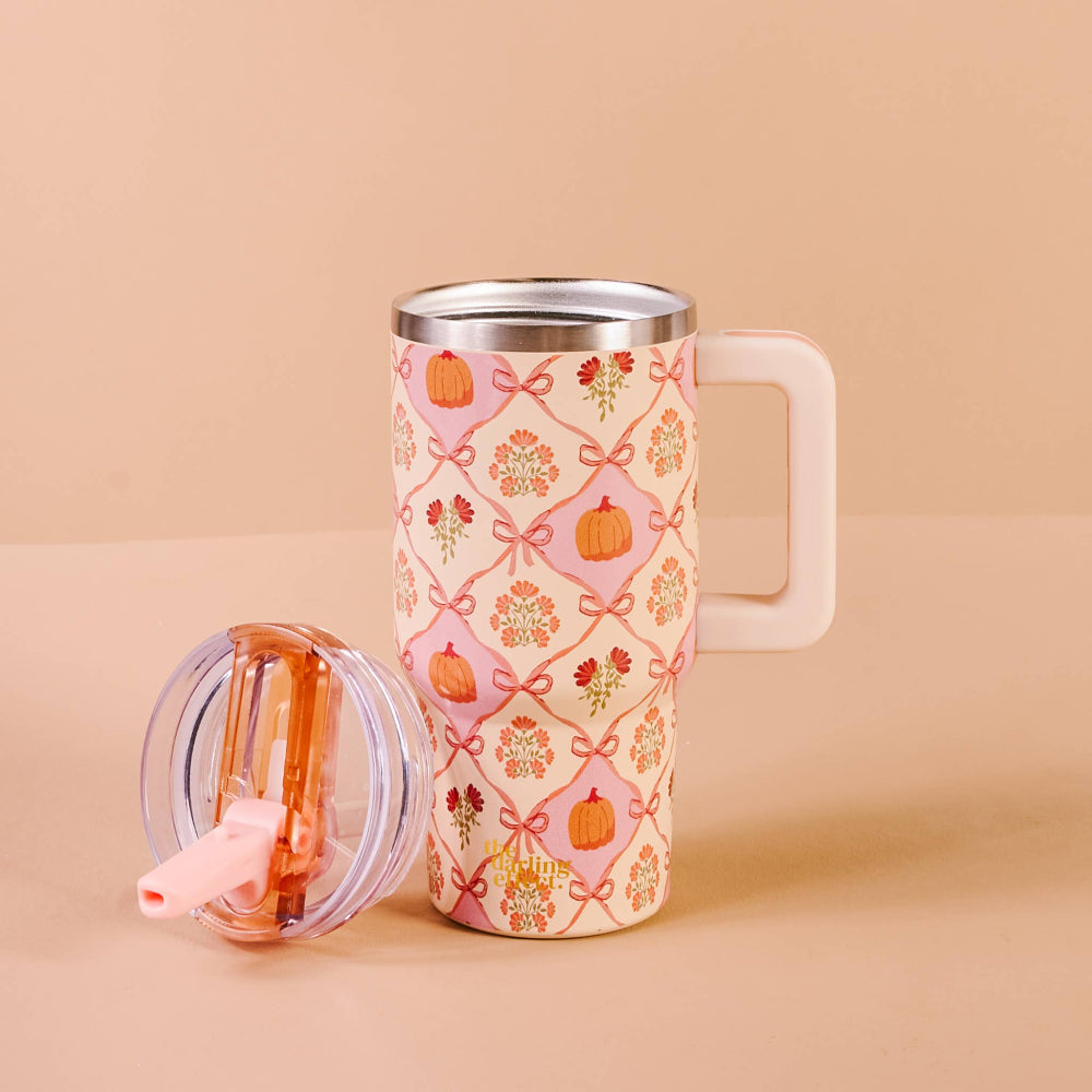 The Darling Effect 20 oz Lifestyle Flip Straw Tumbler-Patchwork Pumpkins