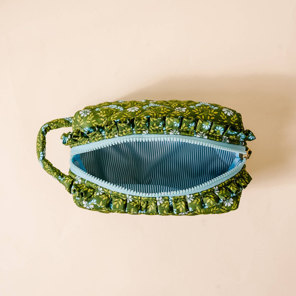The Darling Effect Essentials Quilted Cosmetic Pouch-Everbloom Forest Green