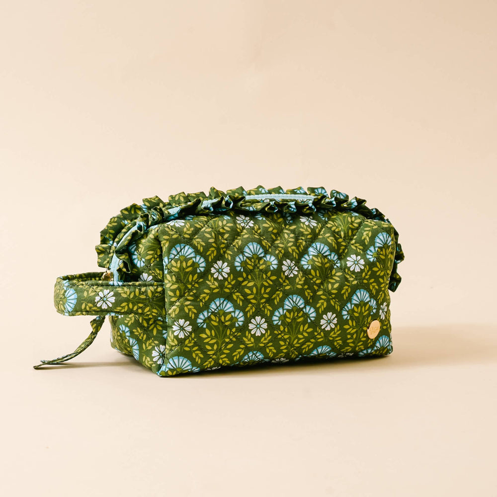 The Darling Effect Essentials Quilted Cosmetic Pouch-Everbloom Forest Green