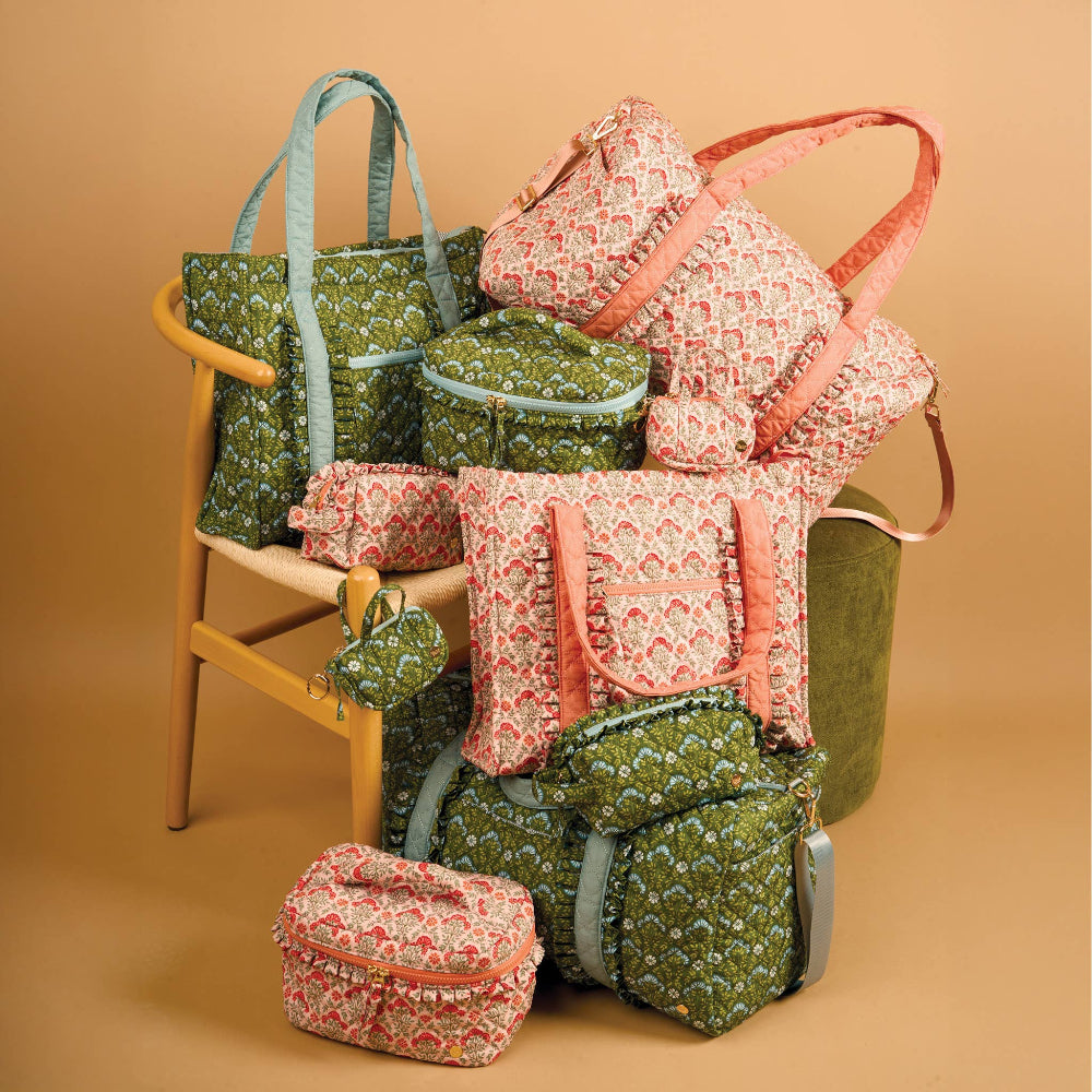 The Darling Effect Glam & Go Quilted Cosmetic Bag-Everbloom Forest Green
