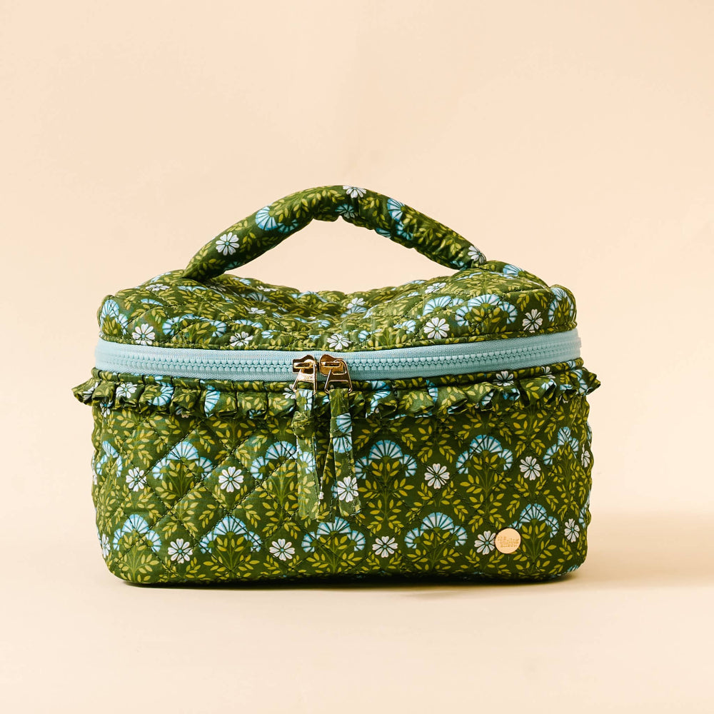 The Darling Effect Glam & Go Quilted Cosmetic Bag-Everbloom Forest Green