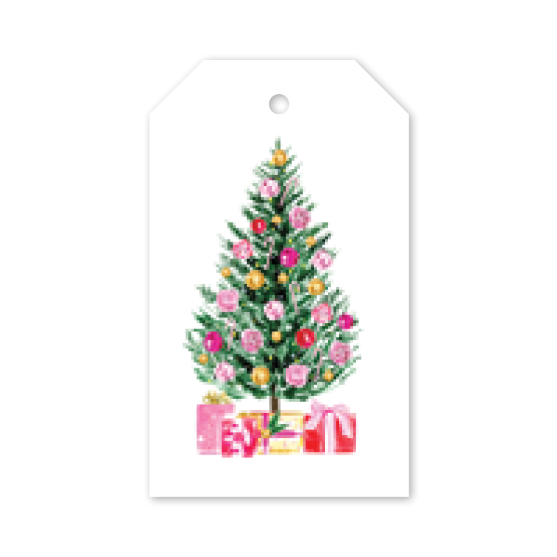 London Holiday Gift Tags (Tree Pink and Red)