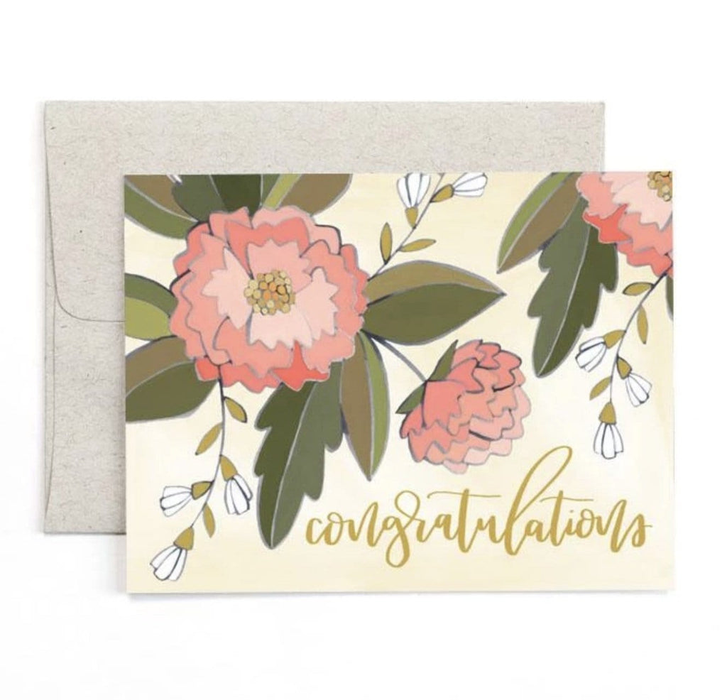 1Canoe2 Greeting Cards Congrats Peonies Card