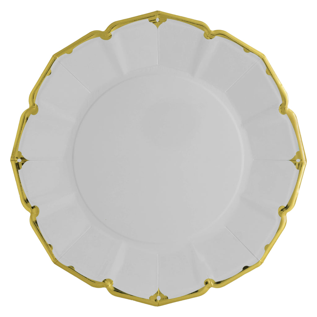 Gray With Gold Border Dinner Plates