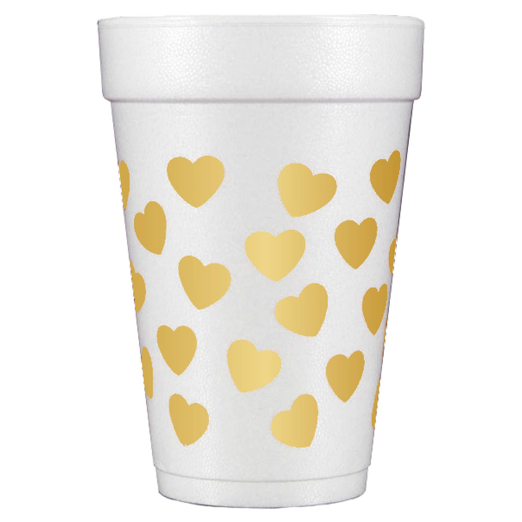 Gold Hearts Foam Cups