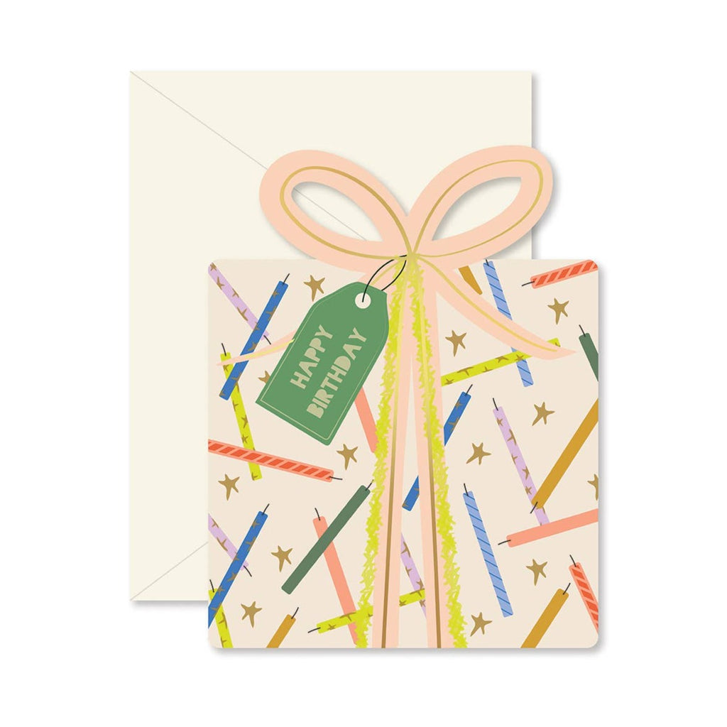 Candles Birthday Gift Shaped Greeting Card