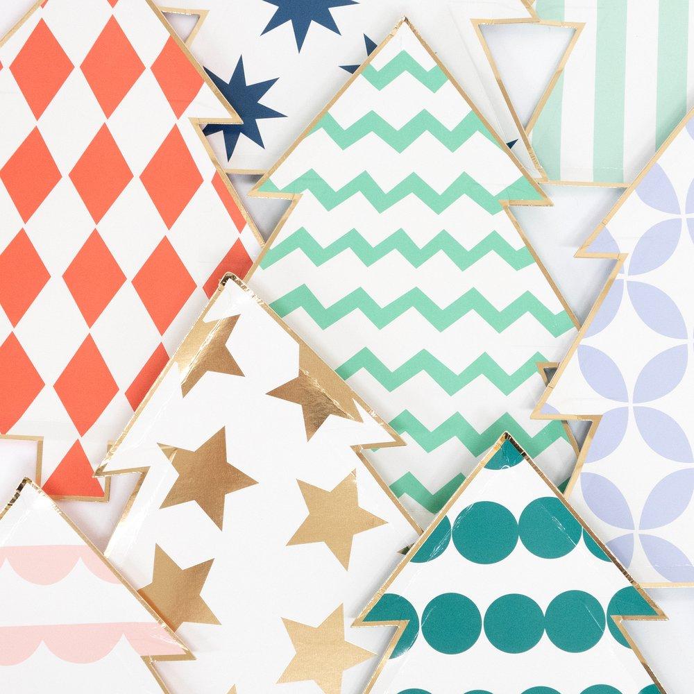 Patterned Christmas Tree Plates