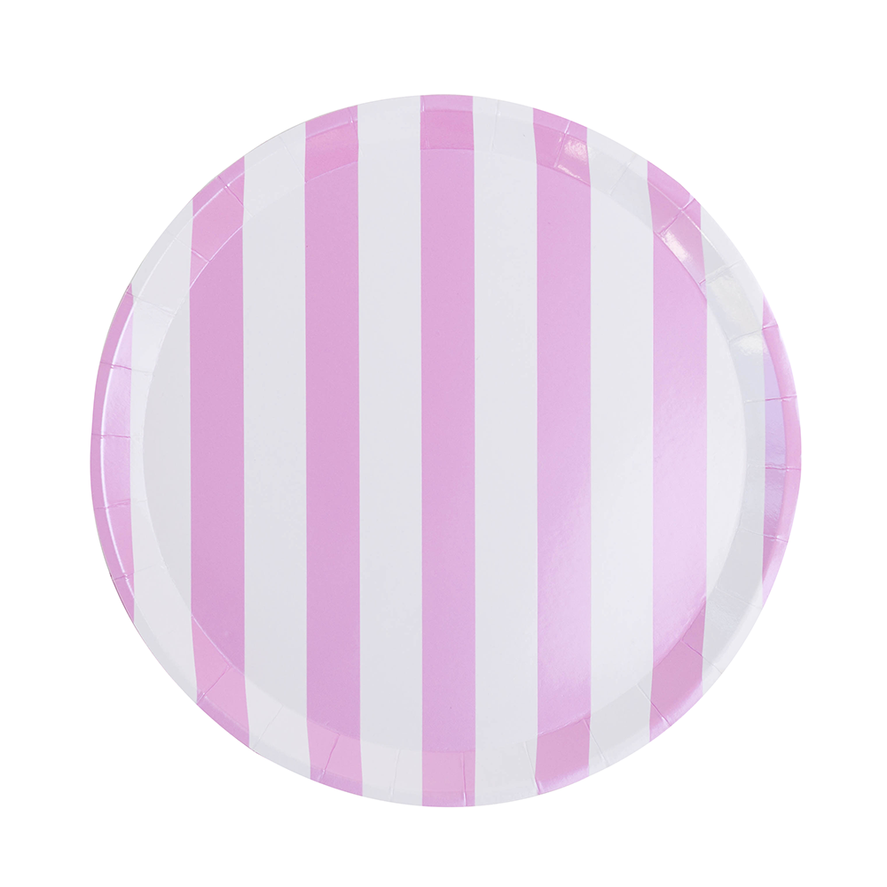 pink stripe plates