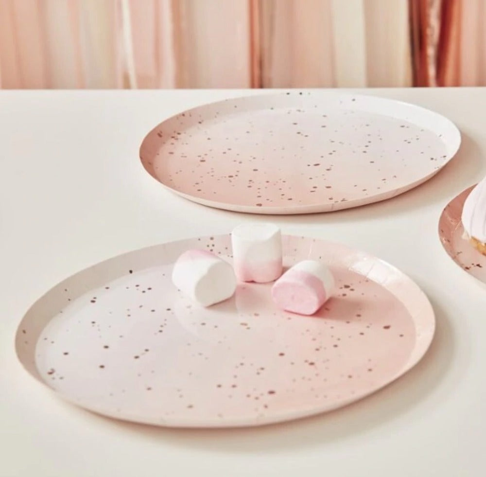 Pink and Rose Gold Speckle Large Paper Plates – Jenn & Co.